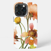Schöne Aquarellfarben Wildblumen Orange Initial iPhone Hülle (Hinten)