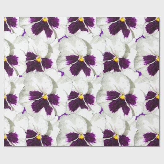 schöne Aquarellfarbensammlung weißer Stiefmütterch Geschenkpapier (Flach)