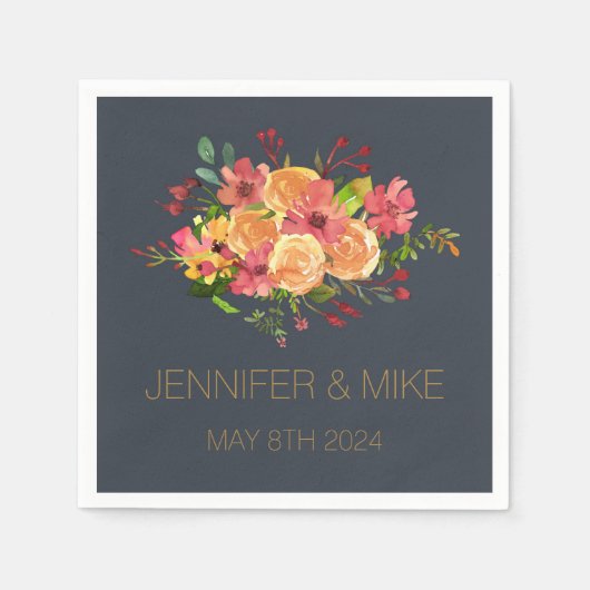 Schöne Aquarellgestaltung Blume Serviette (Vorderseite)