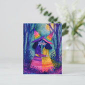 Schöne Aquarellhexen in Regenbogenhexen Postkarte (Stehend Vorderseite)