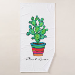 Schöne Aquarellkaktus in schöner Quelle Badehandtuch
