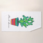 Schöne Aquarellkaktus in schöner Quelle Badehandtuch (Badehandtuch)