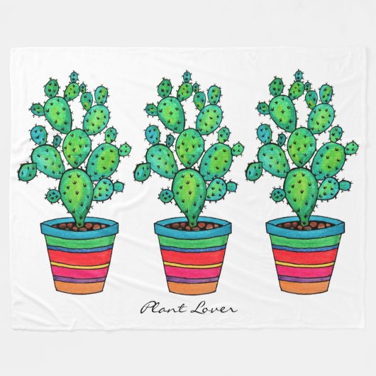 Schöne Aquarellkaktus in schöner Quelle Fleecedecke (Vorderseite (Horizontal))