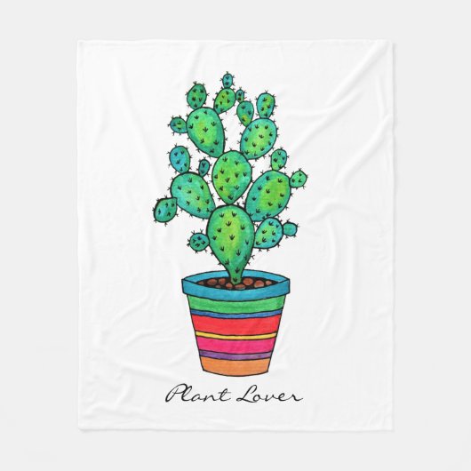 Schöne Aquarellkaktus in schöner Quelle Fleecedecke (Vorderseite)