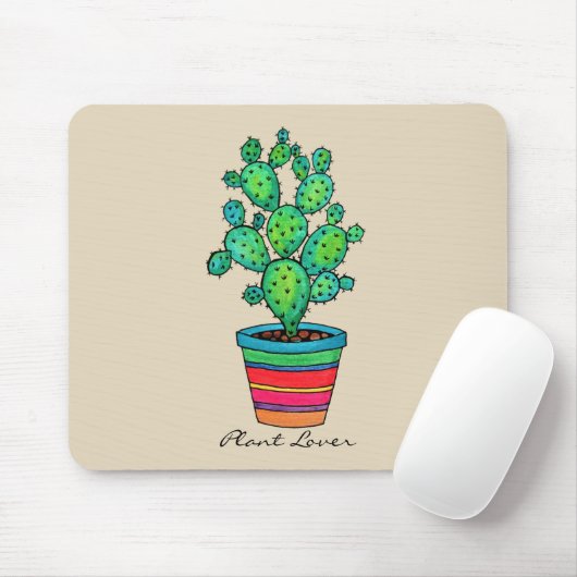 Schöne Aquarellkaktus in schöner Quelle Mousepad (Mit Mouse)