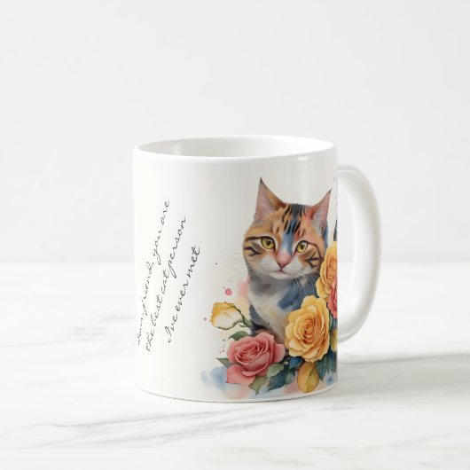 Schöne Aquarellkatze mit eigener Meldung Kaffeetasse (VorderseiteRechts)