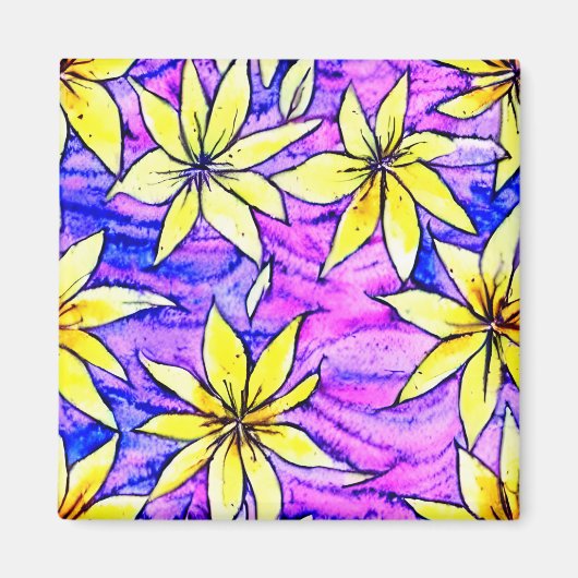 Schöne Aquarellkunst Handgemalt Lila Magnet (Vorne)