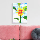 Schöne Aquarellmalerei mit Sonnenblumen Leinwanddruck (Insitu (Wohnzimmer))