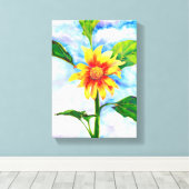 Schöne Aquarellmalerei mit Sonnenblumen Leinwanddruck (Insitu (Holzboden))