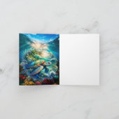 Schöne Aquarellmeerschildkröte Grußkarte Karte (Innenseite)
