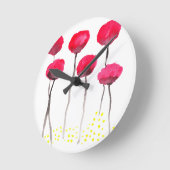 Schöne Aquarellmohn Runde Wanduhr (Winkel)