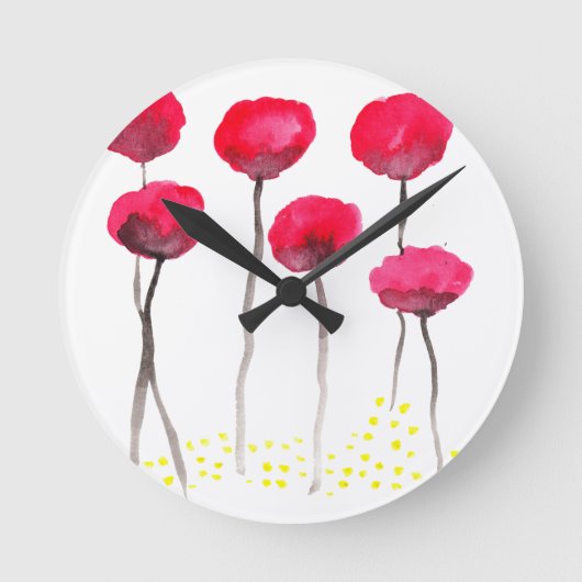 Schöne Aquarellmohn Runde Wanduhr (Vorderseite)