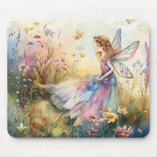 Schöne Aquarellmühle auf der Wiese Mousepad (Vorne)