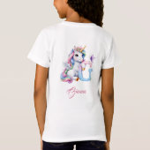 Schöne Aquarellpastellfarben Einhorn G Monogramm T-Shirt (Rückseite)