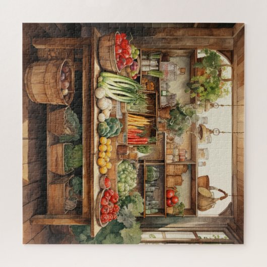 Schöne Aquarellpflanze Land Gemüsegeschäft Puzzle (Horizontal)