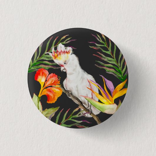 Schöne Aquarellsittich-Papagei Hand zeichnend Button (Vorderseite)