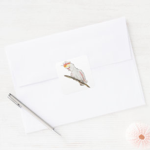 Schöne Aquarellsittich-Papagei Hand zeichnend Quadratischer Aufkleber