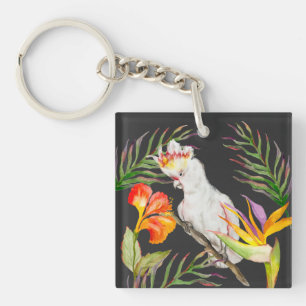 Schöne Aquarellsittich-Papagei Hand zeichnend Schlüsselanhänger