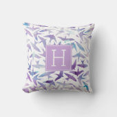 Schöne Aquarellvögel Mit Monogramm Kissen (Vorderseite)