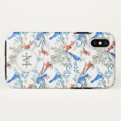 Schöne Aquarellvögel und Foliage Muster Case-Mate iPhone Hülle (Rückseite (Horizontal))