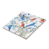 Schöne Aquarellvögel und Foliage Muster Fliese (Seite)