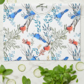Schöne Aquarellvögel und Foliage Muster Geschirrtuch (Gefaltet)