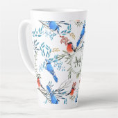 Schöne Aquarellvögel und Foliage Muster Milchtasse (Linke Ecke)