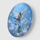 Schöne Aquarius Fairy in den Wolken Große Wanduhr (Winkel)