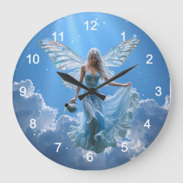 Schöne Aquarius Fairy in den Wolken Große Wanduhr