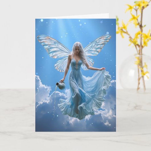 Schöne Aquarius Fairy in den Wolken Karte (Gelbe Blume)