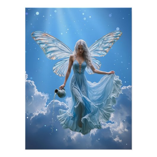 Schöne Aquarius Fairy in den Wolken Poster (Vorderseite)