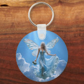 Schöne Aquarius Fairy in den Wolken Schlüsselanhänger (Rückseite)