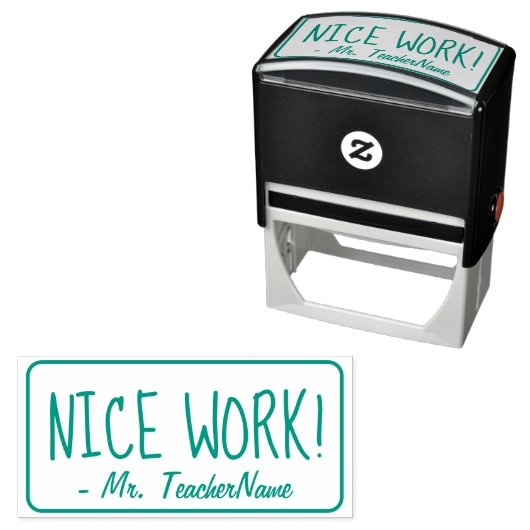 "SCHÖNE ARBEIT!" Briefmarke aus Gummi Permastempel (Beispiel)