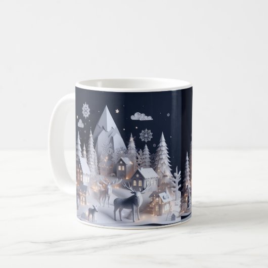 Schöne Art Art Style Winter Wildlife Szene Kaffeetasse (Vorderseite Links)
