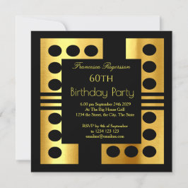 Schöne Art Deco 60. Geburtstagsparty Gold Black Einladung