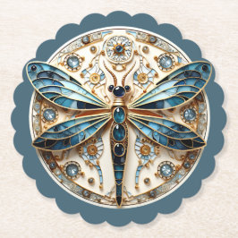 Schöne Art Deco Buntglas Libelle Untersetzer