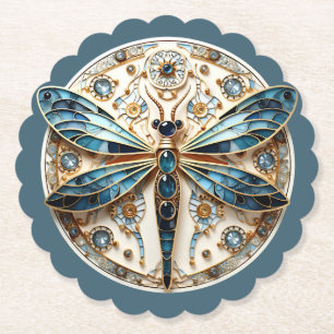 Schöne Art Deco Buntglas Libelle Untersetzer