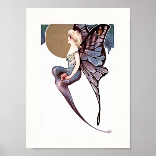 Schöne Art Deco Butterfly Fairy Poster (Vorne)