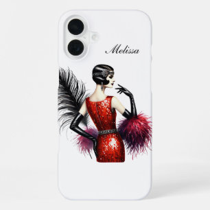 Schöne Art Deco-Dame fügen Sie Ihren Namen hinzu iPhone 16 Plus Hülle
