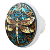 Schöne Art Deco Dragonfly Gemis Türkis Gold Keramikknauf (Rechts)