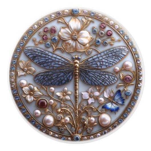 Schöne Art Deco Dragonfly Keramikknauf (Vorderseite)