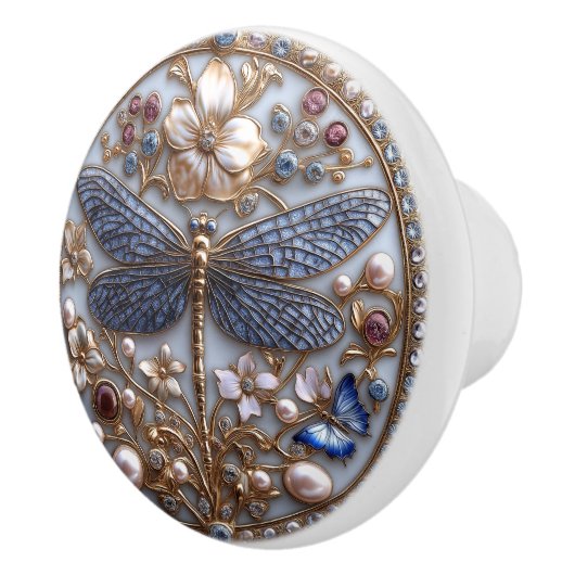 Schöne Art Deco Dragonfly Keramikknauf (Rechts)