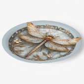 Schöne Art Deco-Emaille Libelle Gold Perlen Pappteller (Schrägansicht)