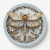 Schöne Art Deco-Emaille Libelle Gold Perlen Pappteller (Vorderseite)
