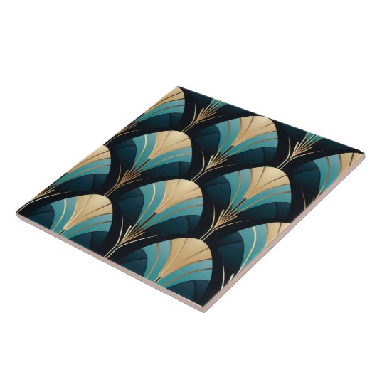 Schöne Art Deco Fan Border Keramik Tile. Fliese (Seite)