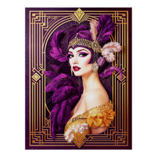 Schöne Art Deco Flapper Poster