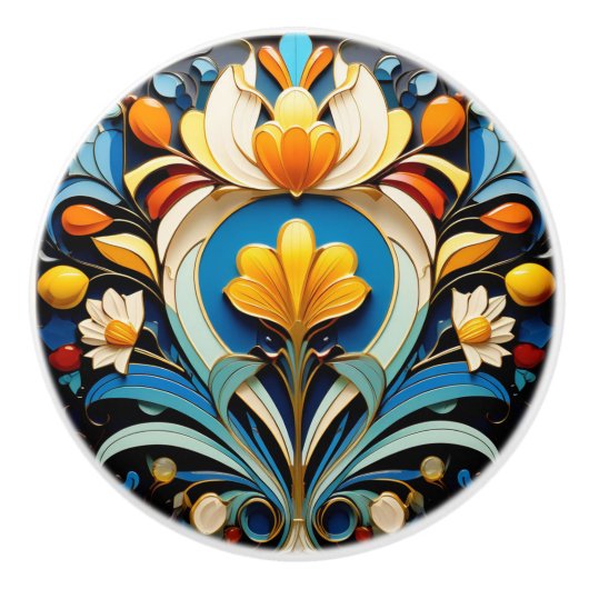 Schöne Art Deco Keramik Nostalgie Keramikknauf (Vorderseite)