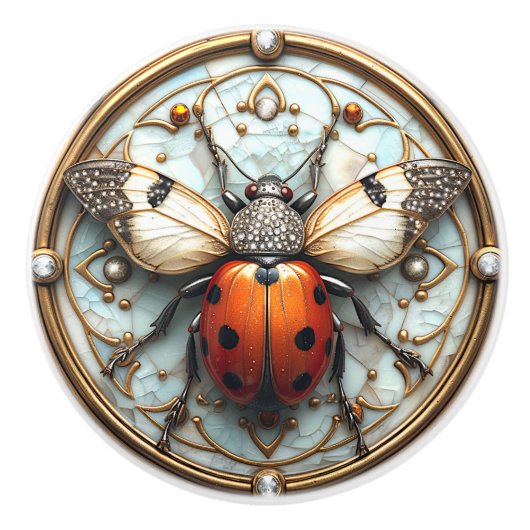 Schöne Art Deco Ladybug Keramikknauf (Vorderseite)