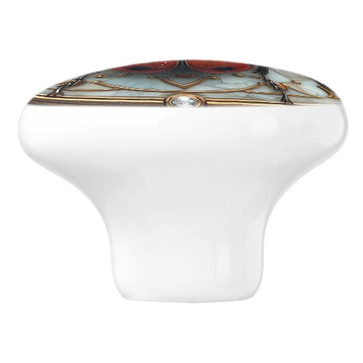 Schöne Art Deco Ladybug Keramikknauf (Seitenansicht)