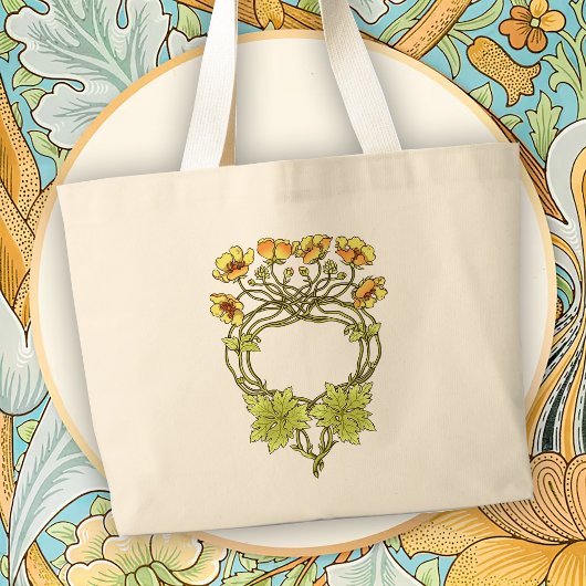 Schöne Art Nouveau Blumenelemente Jumbo Stoffbeutel